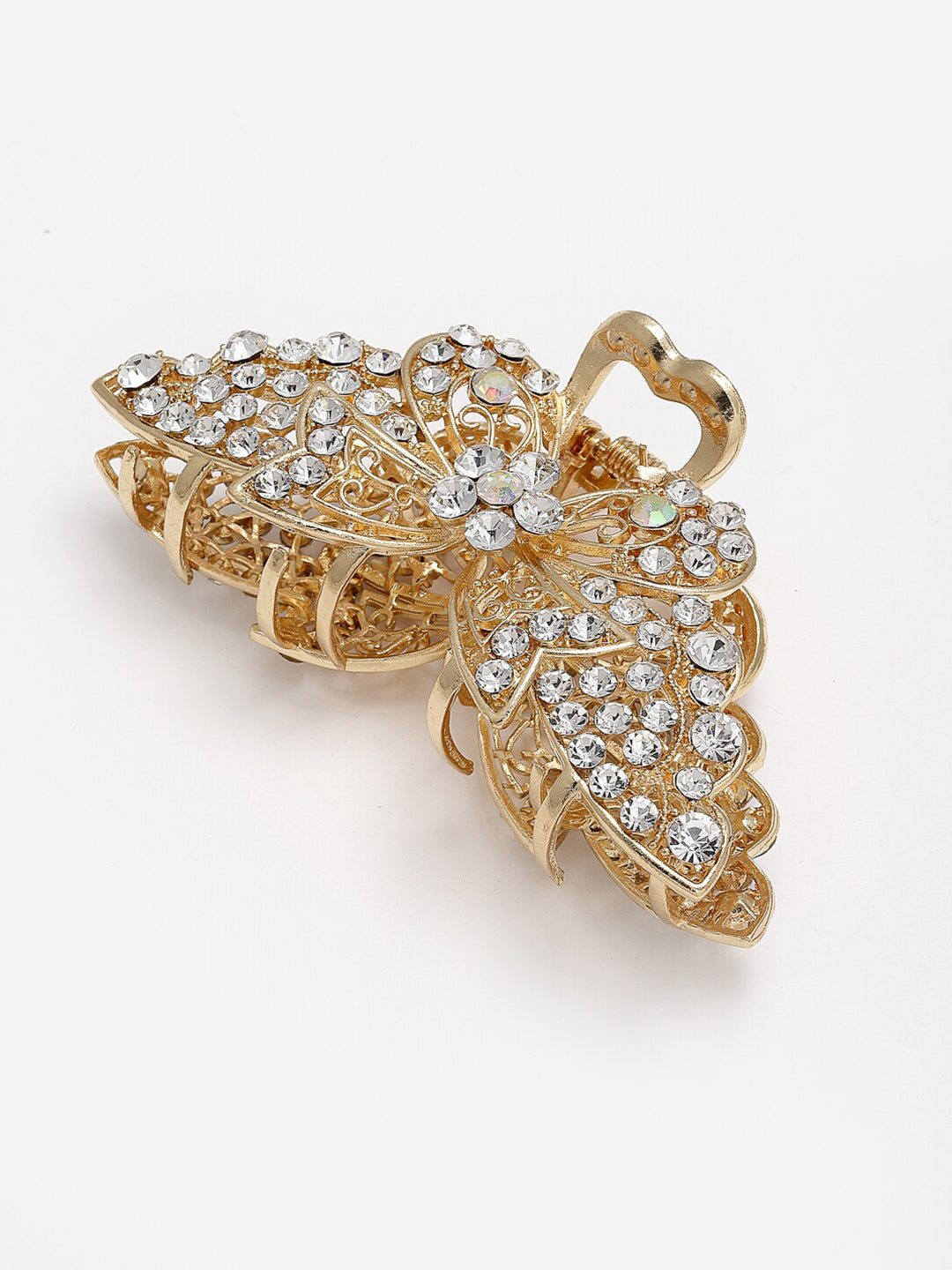 Panash Women Gold-Toned & White Embellished Claw Clip - Distacart