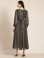 Juniper Womens Black Chiffon Printed Maxi Dress - Distacart