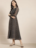 Juniper Womens Black Chiffon Printed Maxi Dress - Distacart