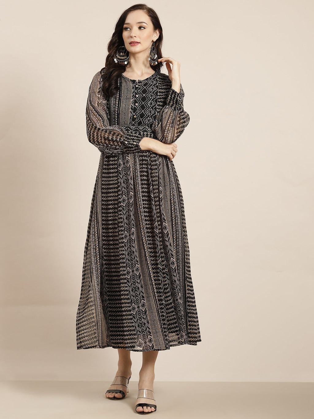 Juniper Womens Black Chiffon Printed Maxi Dress - Distacart