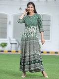 Juniper Women's Green Rayon Printed Flared Dress - Distacart