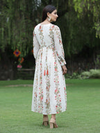 Juniper Womens Off White Floral Printed Maxi Dress With Bead Handwork - Distacart