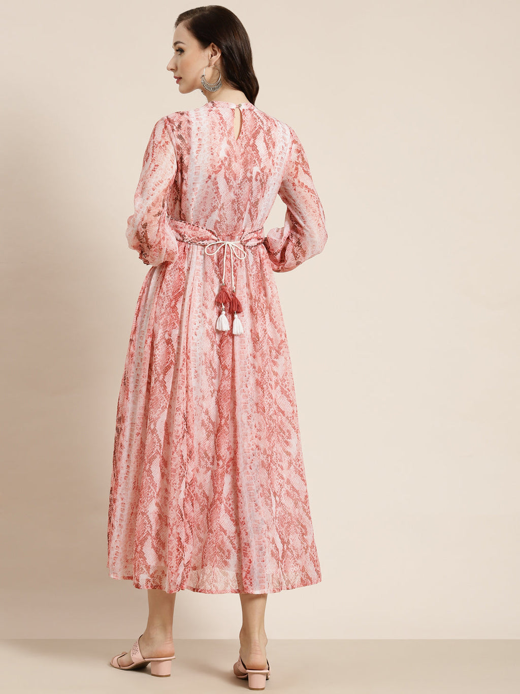 Juniper Womens Peach Chiffon Digital Printed Maxi Dress - Distacart