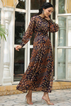 Juniper Women's Multi Chiffon Printed Flared Dress - Distacart