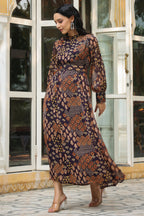 Juniper Women's Multi Chiffon Printed Flared Dress - Distacart