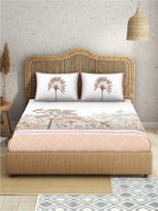 SPACES Kalakari Haath White Ethnic Motifs Cotton 210 TC King Bedsheet & 2 Pillow Covers