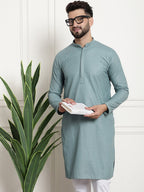 Sojanya Woven Design Mandarin Collar Straight Cotton Kurta