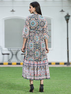 Juniper Womens Black Chiffon Digital Printed Tiered Maxi Dress - Distacart