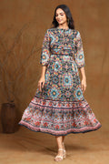 Juniper Women's Black Chiffon Printed Tiered Dress - Distacart