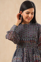 Juniper Womens Black Multi Color Geometric Digital Printed Maxi Dress With Bead Handwork - Distacart