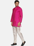 Sethukrishna Men Pink Solid Kurta with Pyjamas - Distacart