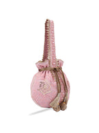 Masq Pink and Gold-Toned Embroidered Potli Clutch - Distacart