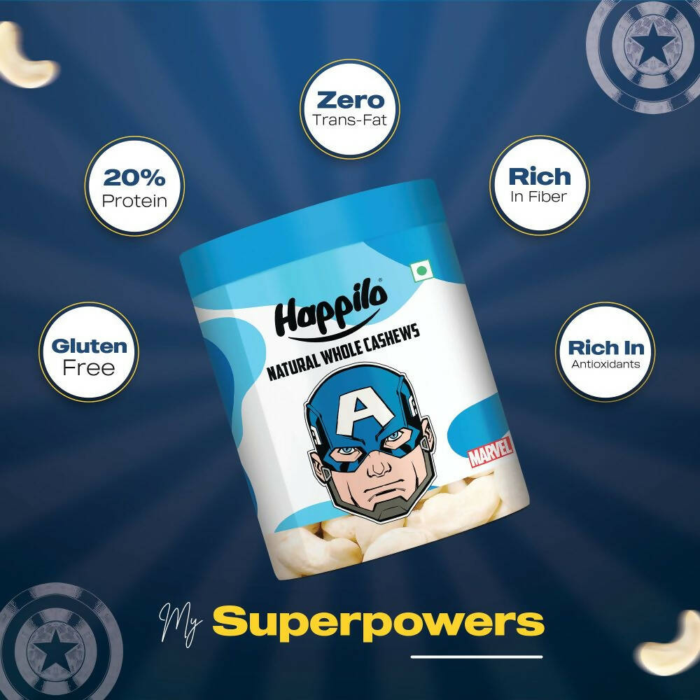 Happilo Natural Whole Cashews-Marvel Captain America Edition - Distacart