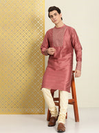 House of Pataudi Men Yoke Design Angrakha Jashn Kurta