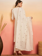 Sangria Embroidered Pure Cotton Regular Kurta & Trousers With Dupatta