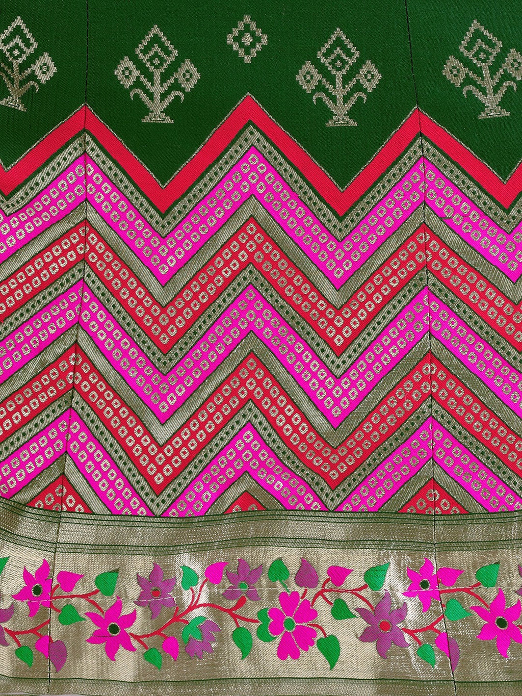 Lorenvalley Fashion Green Brocade Fabric Lehenga & Unstitched Blouse With Dupatta