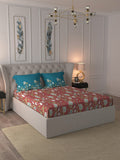 MYTRIDENT Maroon White Floral Pure Cotton 144 TC Queen Bedsheet With 2 Pillow Covers