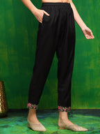 Pakistani Embroidered Kurta With Pant & Dupatta, Black - Hiral Fashion - Distacart
