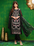 Pakistani Embroidered Kurta With Pant & Dupatta, Black - Hiral Fashion - Distacart