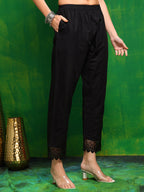 Pakistani Printed Kurta With Pant & Dupatta, Black - Hiral Fashion