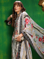 Pakistani Printed Kurta With Pant & Dupatta, Black - Hiral Fashion