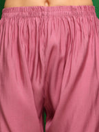 Artificial Flower & Lace Detailing Kurta With Pant & Dupatta, Pink - Hiral Fashion - Distacart