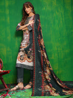 Pakistani Printed Kurta With Pant & Dupatta, Bottle-Green - Hiral Fashion