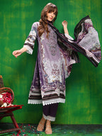 Pakistani Printed Kurta With Pant & Dupatta, Lavender - Hiral Fashion - Distacart