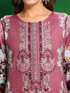 Pakistani Printed Kurta With Pant & Dupatta, Pink - Hiral Fashion