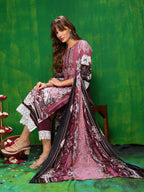 Pakistani Printed Kurta With Pant & Dupatta, Pink - Hiral Fashion