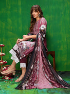Pakistani Printed Kurta With Pant & Dupatta, Pink - Hiral Fashion