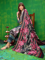 Pakistani Printed Kurta With Pant & Dupatta, Teal - Hiral Fashion