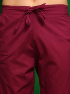 Bandhani Printed And Embroidered Kurta With Pant & Dupatta, Wine - Hiral Fashion - Distacart
