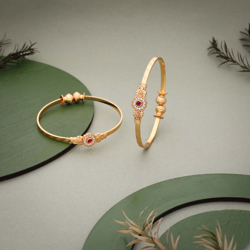 Tehzeeb Creations Brass Gold-Polished Bangle Set - Distacart