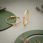 Tehzeeb Creations Brass Gold-Polished Bangle Set - Distacart