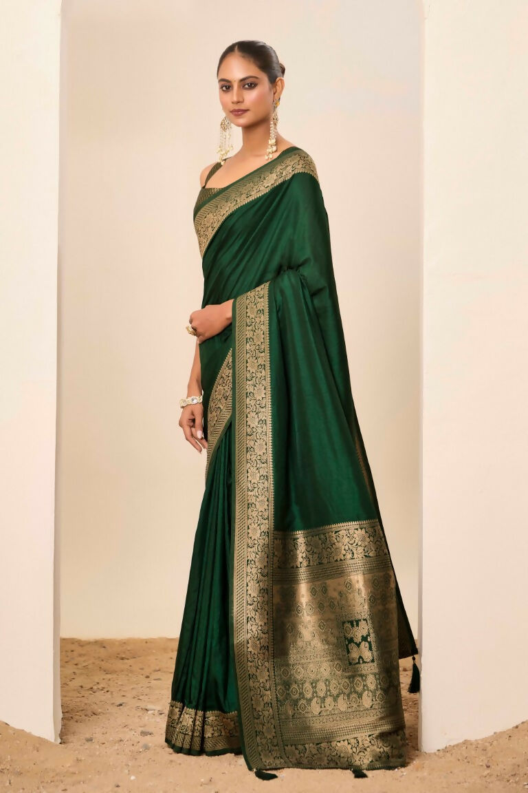 Green Dolla Silk Wevon Galla Designer Saree - Zeel