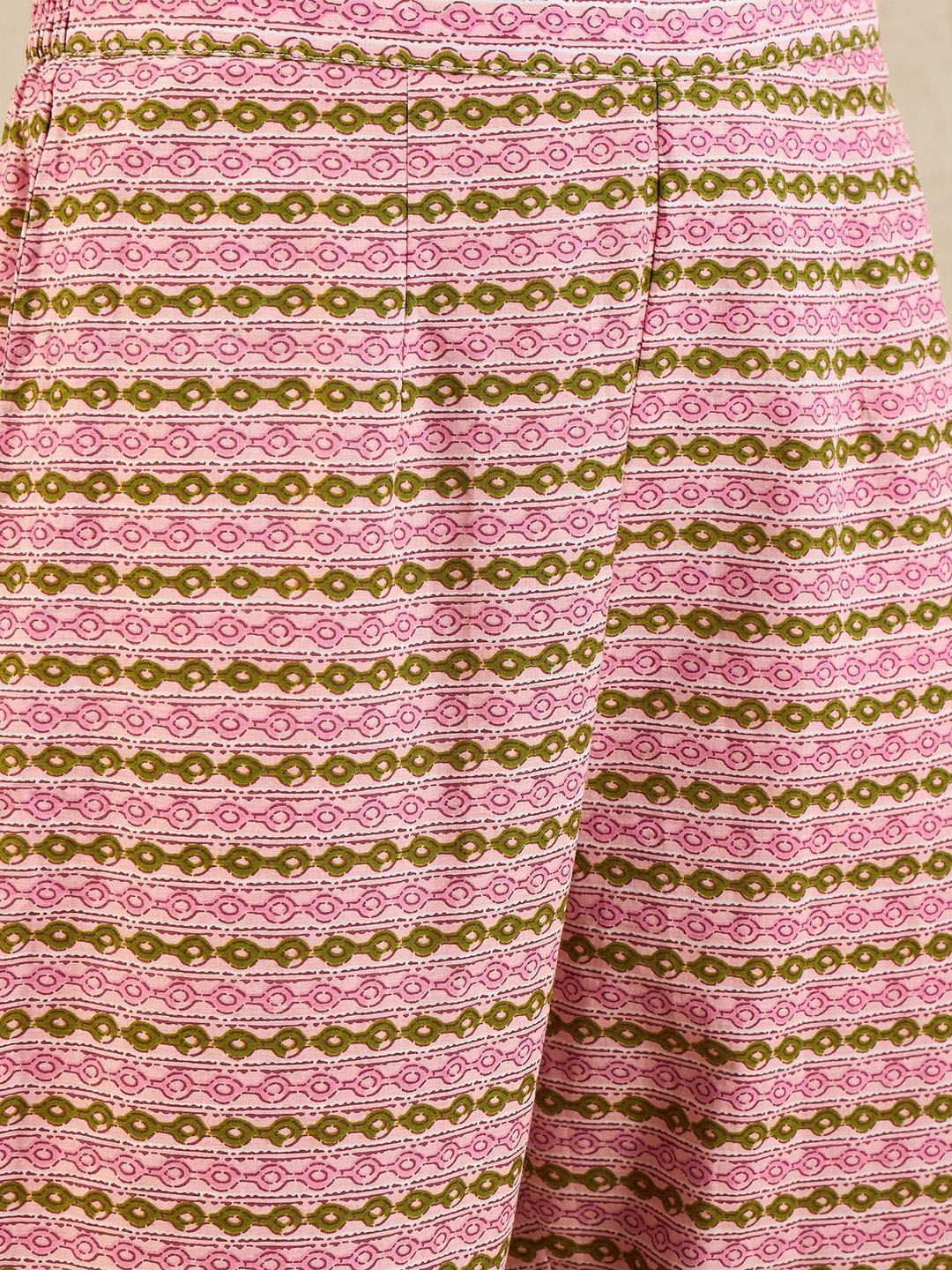 Indo Era Floral Printed Empire Pure Cotton A-Line Kurta With Trousers & Dupatta - Distacart
