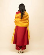FIORRA Women's Red Silk Blend A-Line Kurta Palazzo Set With Dupatta