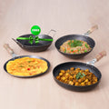 The Indus Valley 100% Pure Iron Cookware Set: Tawa+ Fry Pan+ Wok, Toxin-free Sheet Iron, Pre-seasoned, Induction & Gas, Kitchen Set for Home, Kadai
