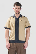Xkind Beige & Black Backprinted Relaxed Fit Shirt