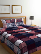 Stylespace by Isha Pink Geometric 300 TC Warm Velvet King Bedsheet & 2 Pillow Covers