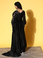 Tikhi Imli Black Floral Sequinned Satin Saree - Distacart