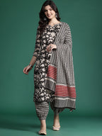 Indo Era Floral Printed Pure Cotton Kurta with Salwar & With Dupatta - Distacart