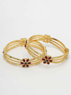 NVR Women's Set of 2 Gold-Plated Artificial Stones Handcrafted Traditional Bangles - Distacart