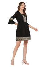 PAVONINE Black Color Rayon Fabric Printed Short Midi For Girls - Distacart