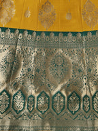 Lorenvalley Fashion Yellow Brocade Fabric Lehenga & Unstitched Blouse With Dupatta