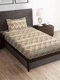 Story@home Brown & White Striped Microfiber 180 TC Bedsheet With Pillow Cover - Distacart