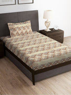Story@home Brown & White Striped Microfiber 180 TC Bedsheet With Pillow Cover - Distacart