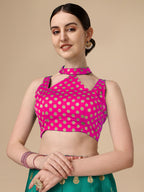 Lorenvalley Fashion Rama Brocade Fabric Lehenga & Unstitched Blouse With Dupatta