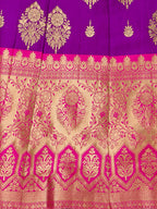Lorenvalley Fashion Purple Brocade Fabric Lehenga & Unstitched Blouse With Dupatta